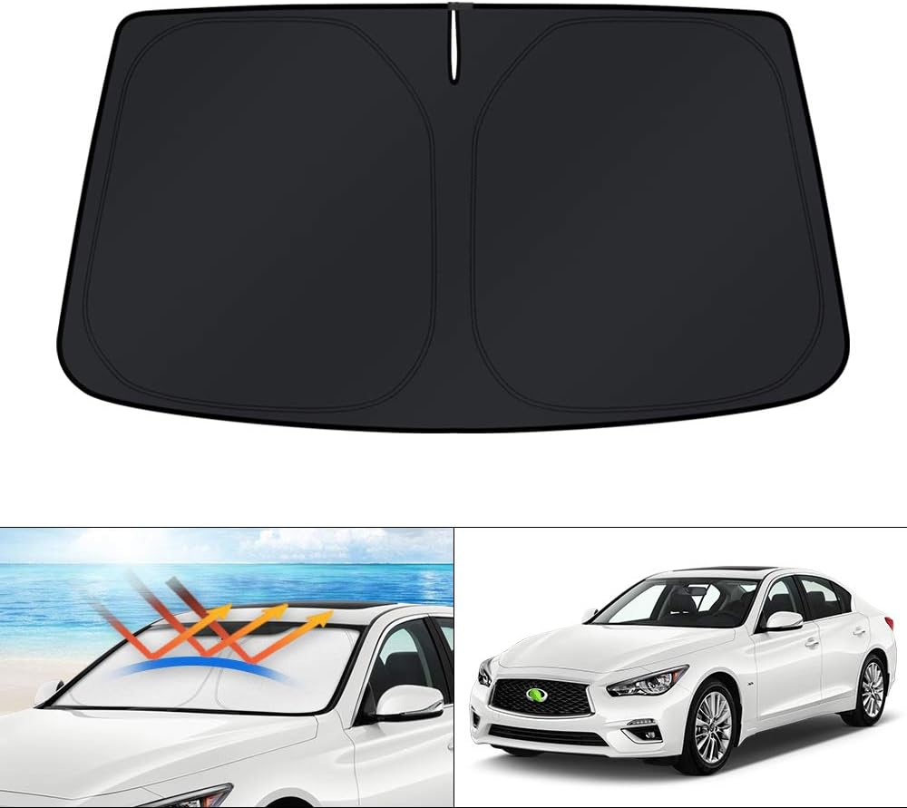 KUST Windshield Sun Shade for 2017-2026 Tesla Model Y/Model 3 Sunshade Accessories (Fit 2025-2026 Model Y Juniper / 2024 Model 3 Highland) Upgraded Foldable Sunshade, Blocks UV Rays Keep Car Cool
