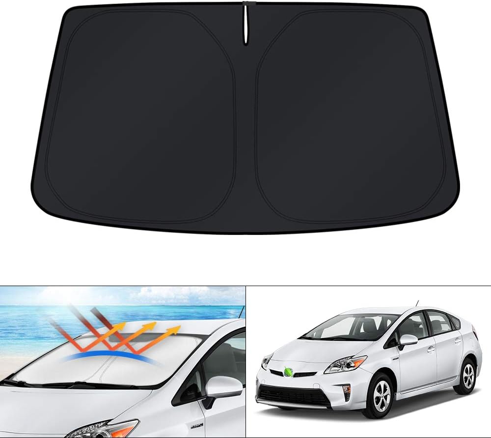 KUST Windshield Sun Shade for 2017-2026 Tesla Model Y/Model 3 Sunshade Accessories (Fit 2025-2026 Model Y Juniper / 2024 Model 3 Highland) Upgraded Foldable Sunshade, Blocks UV Rays Keep Car Cool