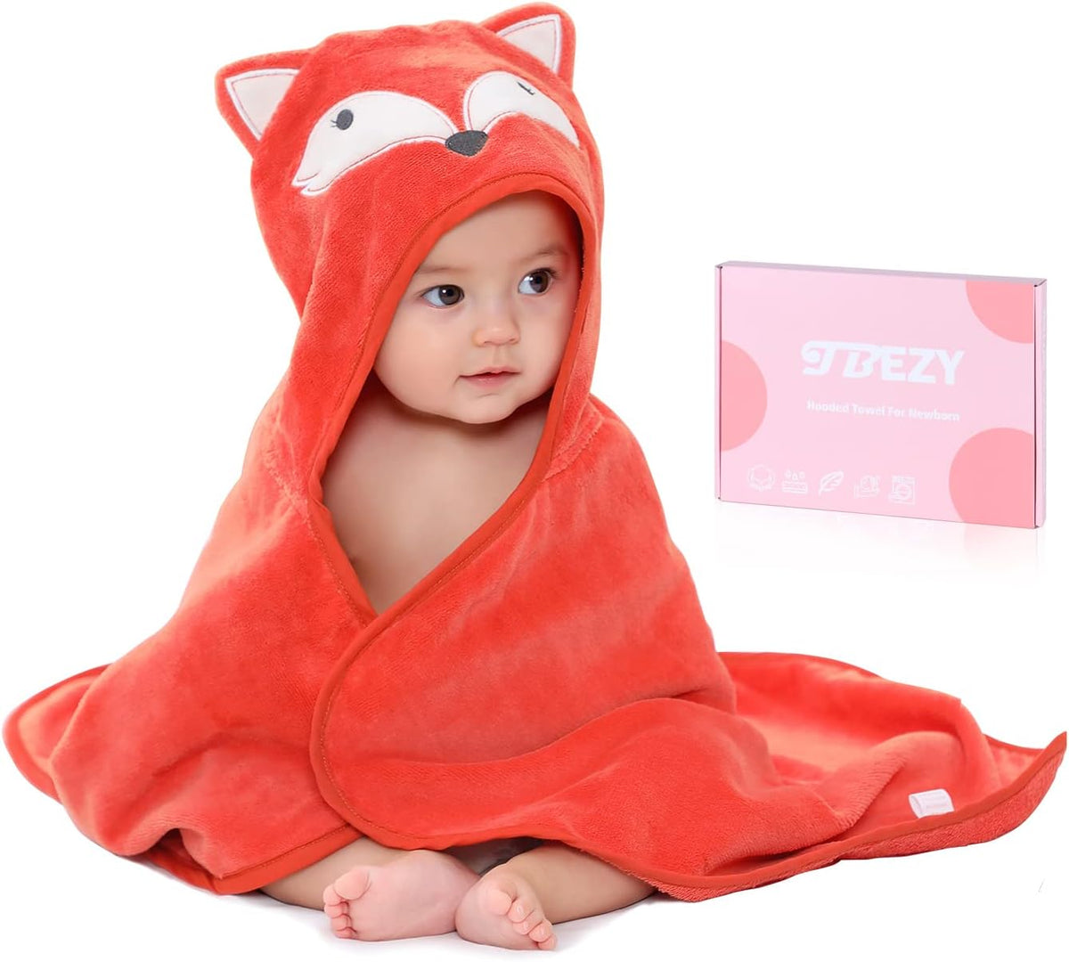 TBEZY Baby Hooded Towel with Unique Animal Design Ultra Soft Thick Cotton Bath Towel for Newborn (Bunny)