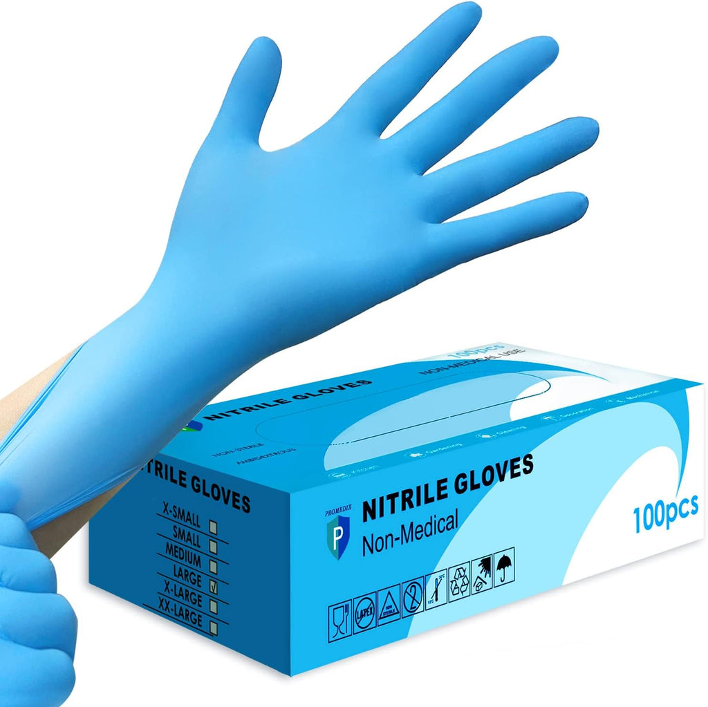 PROMEDIX P Nitrile Disposable Gloves,4mil-100 Count,Gloves Disposable Latex Free,Powder Free for Cooking,Household,Food safe