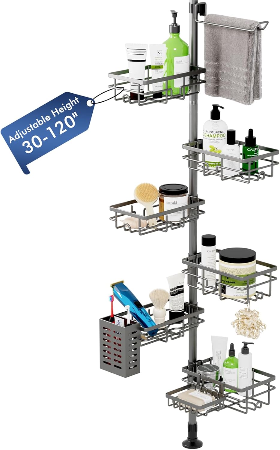 Shower Caddy Organizer Tension Pole, Corner Shower Shelves Bathroom Storage