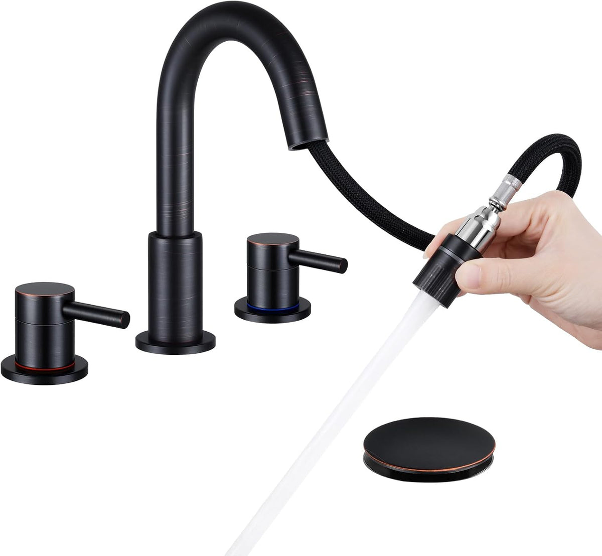 Bathroom Faucet 3 Hole Brushed Gold, 2-Handle Widespread Faucet