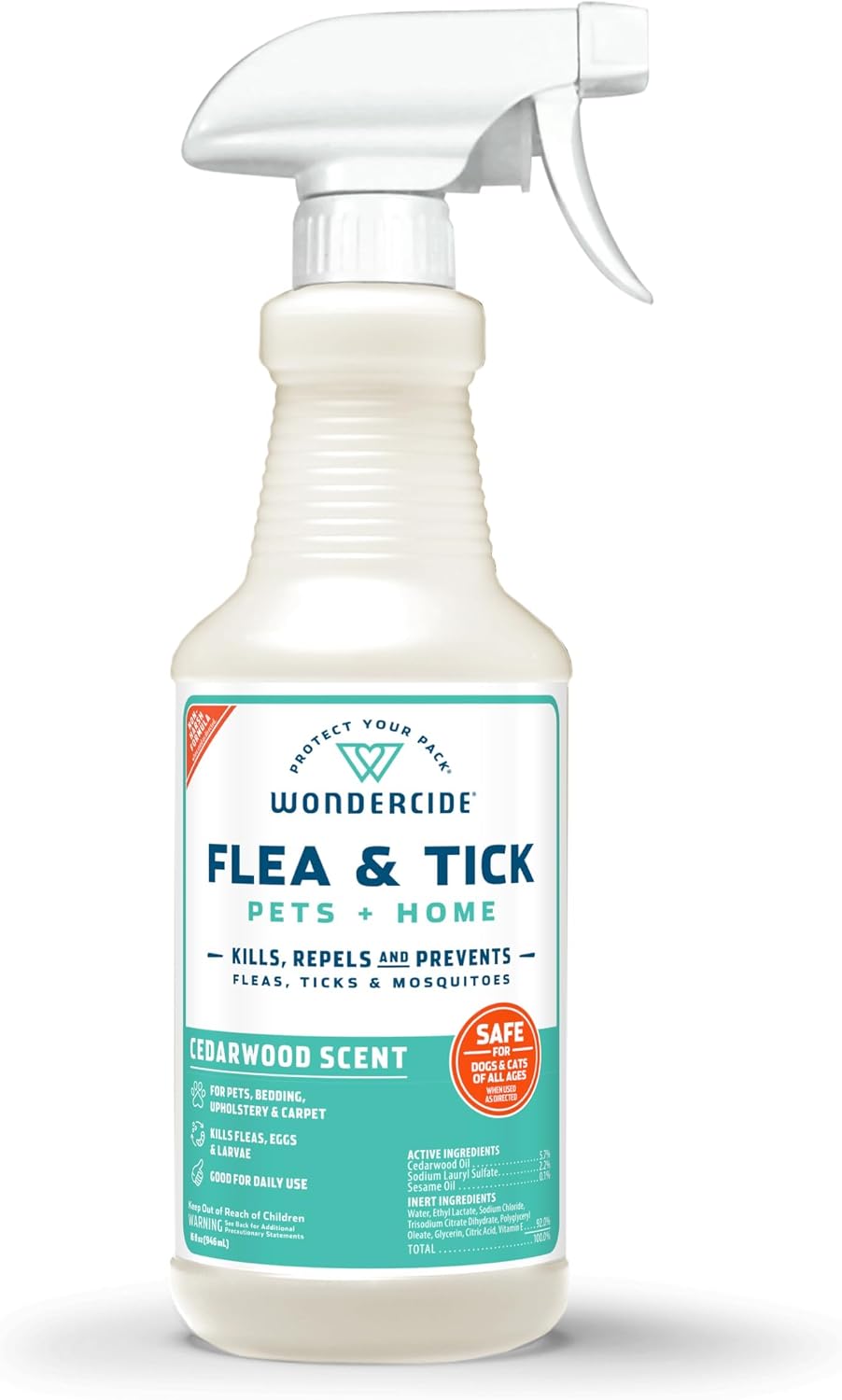 Wondercide - Flea, Tick & Mosquito Spray for Pets and Home with Natural Essential Oils - Killer, Control, Prevention, Treatment - Lemongrass 16 oz