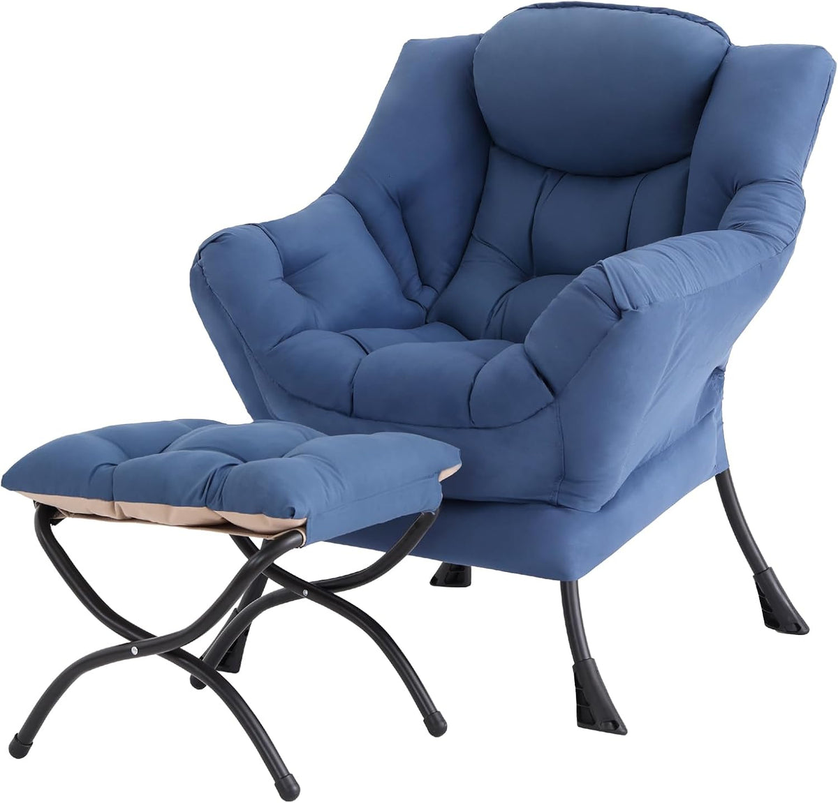 Tiita Lazy Chair with Ottoman, Comfy Reading Accent Chair, Dark Grey