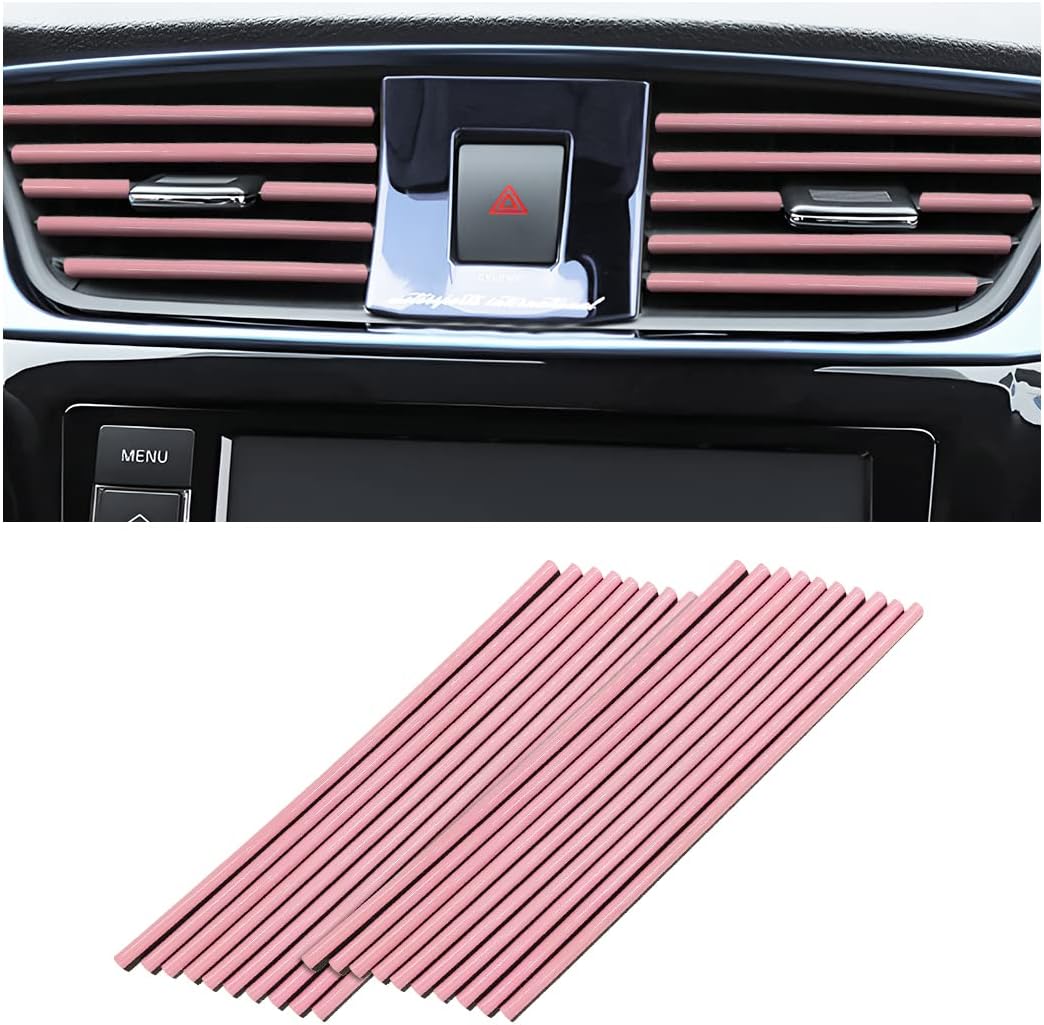 8sanlione 20PCS Waterproof Bendable Car Air Vent Trim Strips, Red