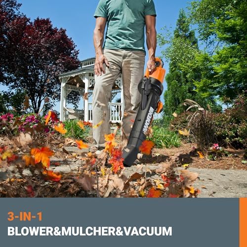 WORX Trivac 3-in-1 Electric Leaf Blower/Leaf Vacuum/Leaf Mulcher, WG509