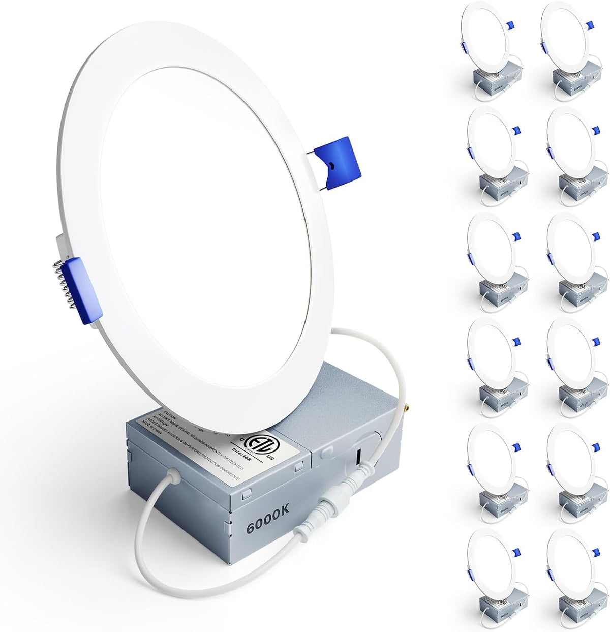 Ensenior 12 Pack 6 Inch LED Recessed Ceiling Light, 5CCT, 1200LM 12W 120V