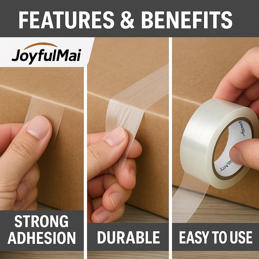 Clear Packing Tape, 6 Rolls 1.88inches Wide, 65 Yards Per Roll, 390 Total Yards Tape for Shipping Packaging Moving Sealing, Thicker Clear Packing Tape, (2.7Mil x 1.88" x 65Yds)
