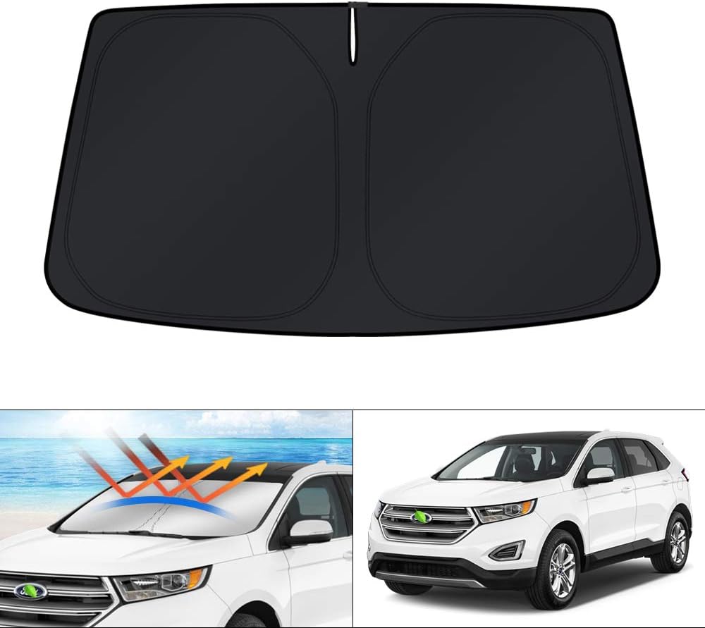 KUST Windshield Sun Shade for 2017-2026 Tesla Model Y/Model 3 Sunshade Accessories (Fit 2025-2026 Model Y Juniper / 2024 Model 3 Highland) Upgraded Foldable Sunshade, Blocks UV Rays Keep Car Cool
