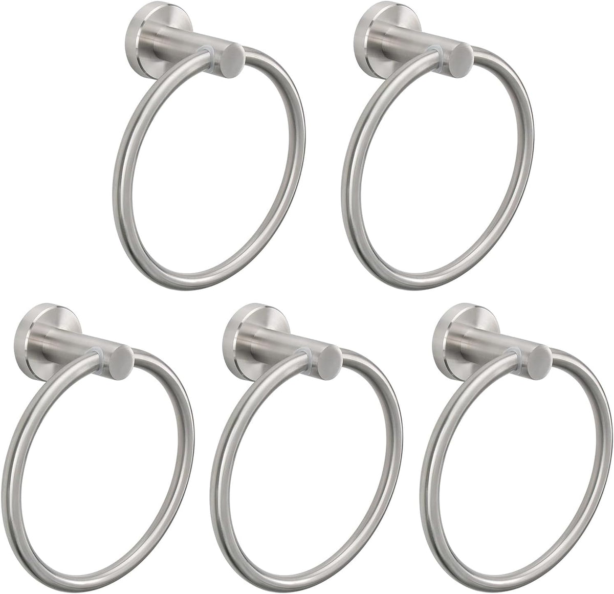 NearMoon Bath Towel Ring, Bathroom Hardware Accessories-Thicken Stainless Steel Hand Towel Holder for Bathroom, Modern Round Towel Hanger Wall Mounted (Brushed Nickel, 1 Pack)