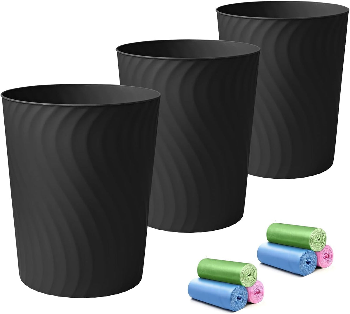 YGJT Small Trash Can, 3 Pack 1.8 Gallons Bathroom Trash Can with Trash Bags