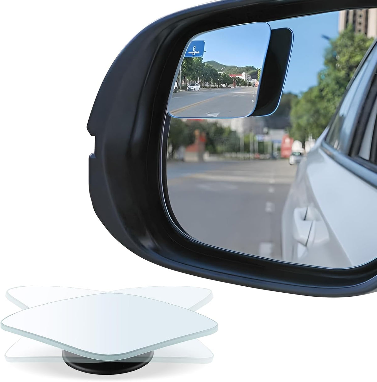 LivTee Blind Spot Mirrors, Heart Shaped HD Glass Frameless Convex Rear View Mirrors, Wide Angle Adjustable Stick for Side Mirror, Automotive Exterior Accessories for Car, SUV & Trucks, Pack of 2