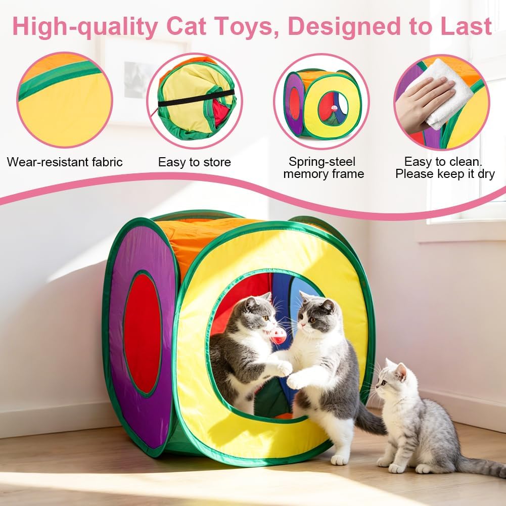 Retro Shaw 33Pcs Cat Toys with Tunnel for Indoor Cats