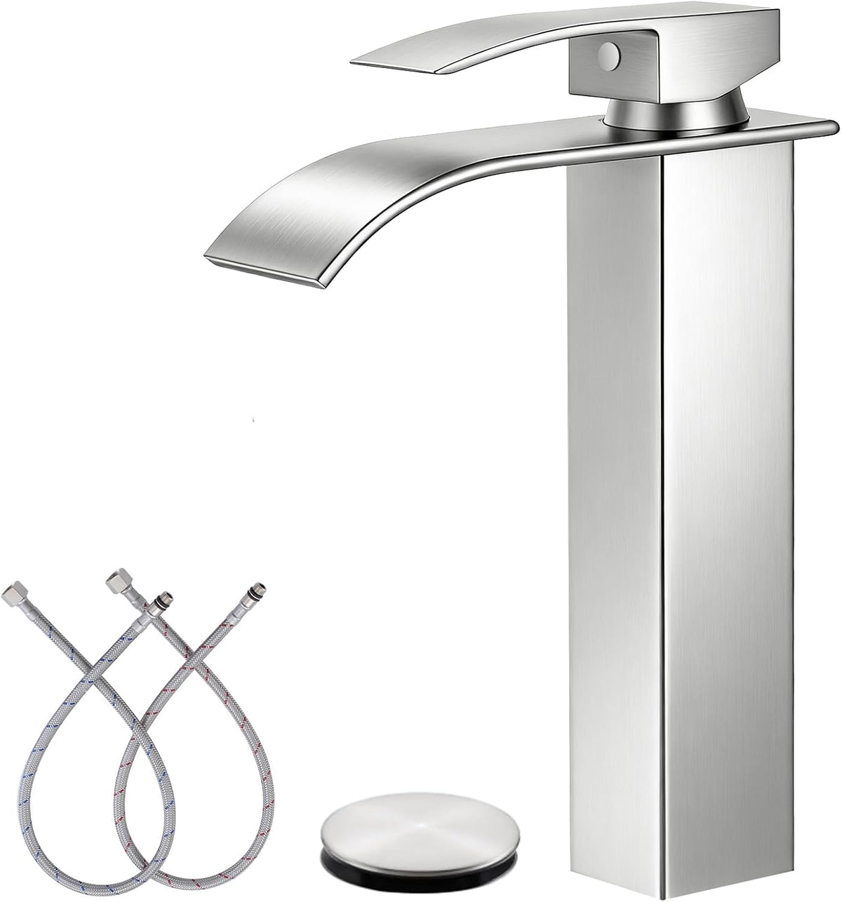 Bathroom Faucet Brushed Nickel Waterfall Single Handle Vanity Faucet