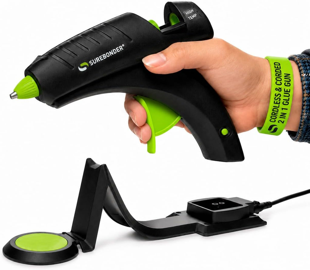 Surebonder Cordless Hot Glue Gun, High Temperature, Full Size, 60W, 50% More Power - Sturdily Bonds Metal, Wood, Ceramics, Leather & Other Strong Materials (Specialty Series CL-800F)
