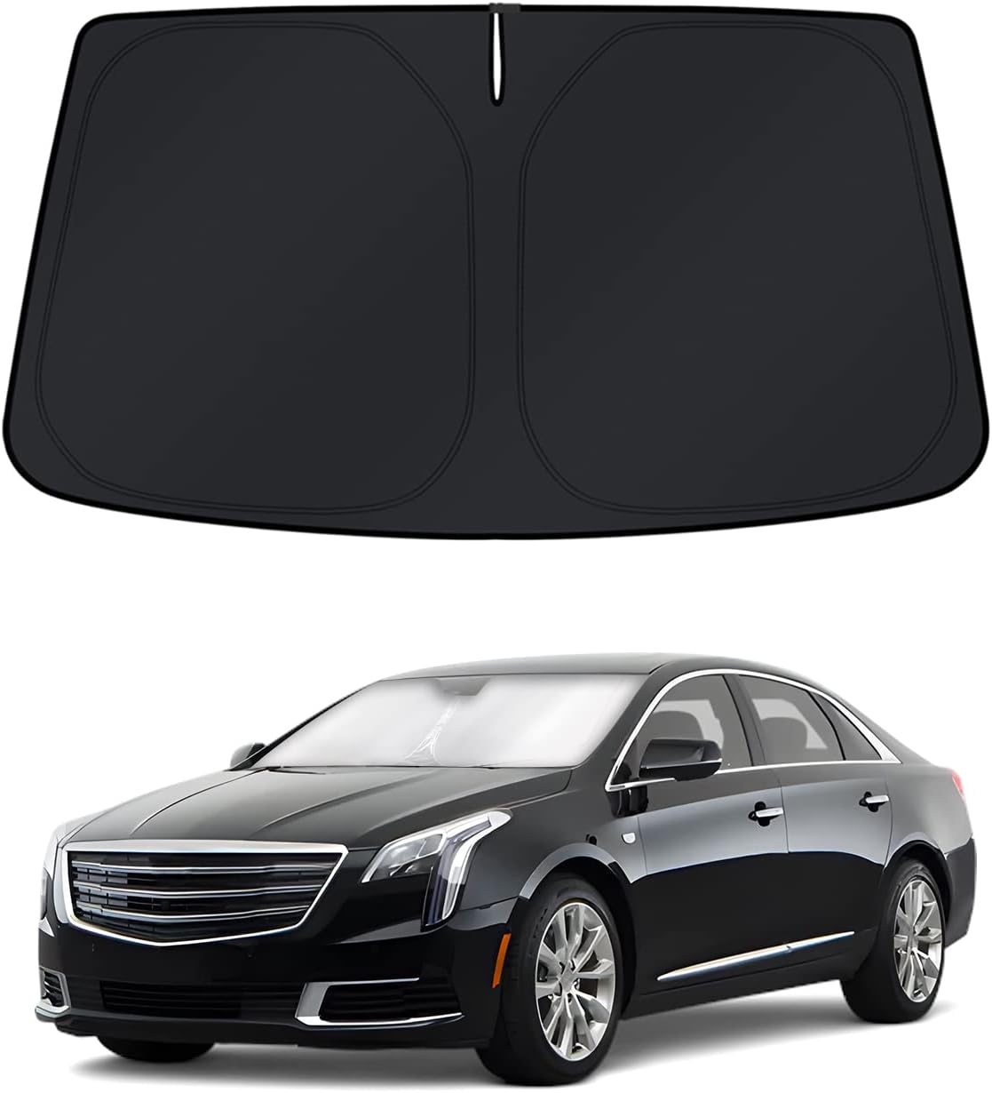 KUST Windshield Sun Shade for 2017-2026 Tesla Model Y/Model 3 Sunshade Accessories (Fit 2025-2026 Model Y Juniper / 2024 Model 3 Highland) Upgraded Foldable Sunshade, Blocks UV Rays Keep Car Cool