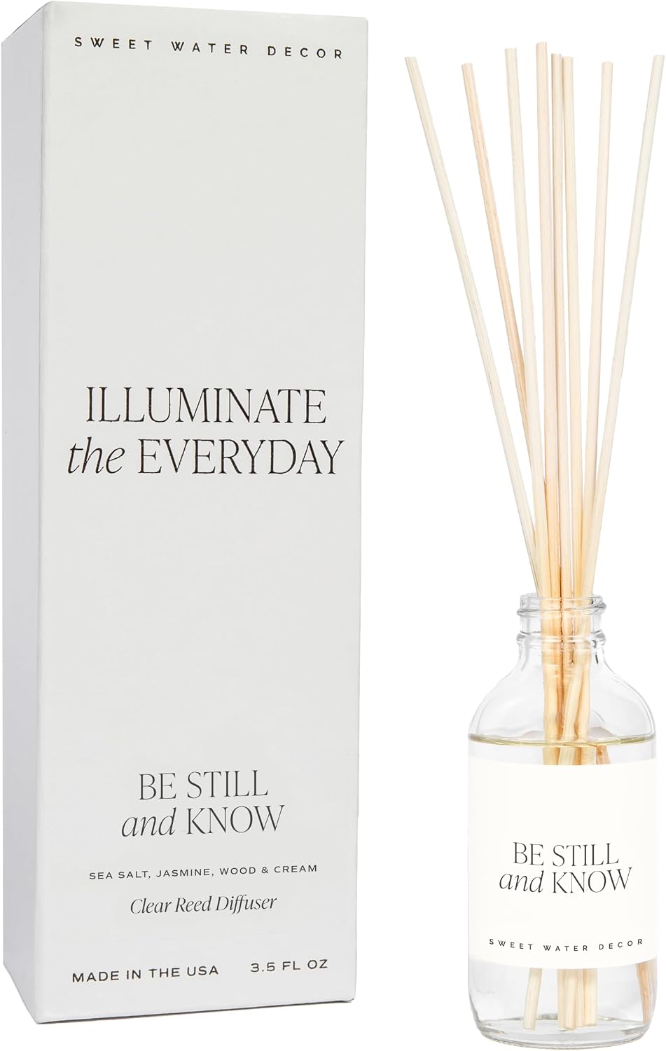 Sweet Water Decor Salt & Sea Reed Diffuser Set - Sea Salt Citrus & Musk Amber Scent Diffuser - Reed Diffusers for Home with Long Lasting Fragrance - Non-Toxic Oil Reed Diffuser - Made in the USA