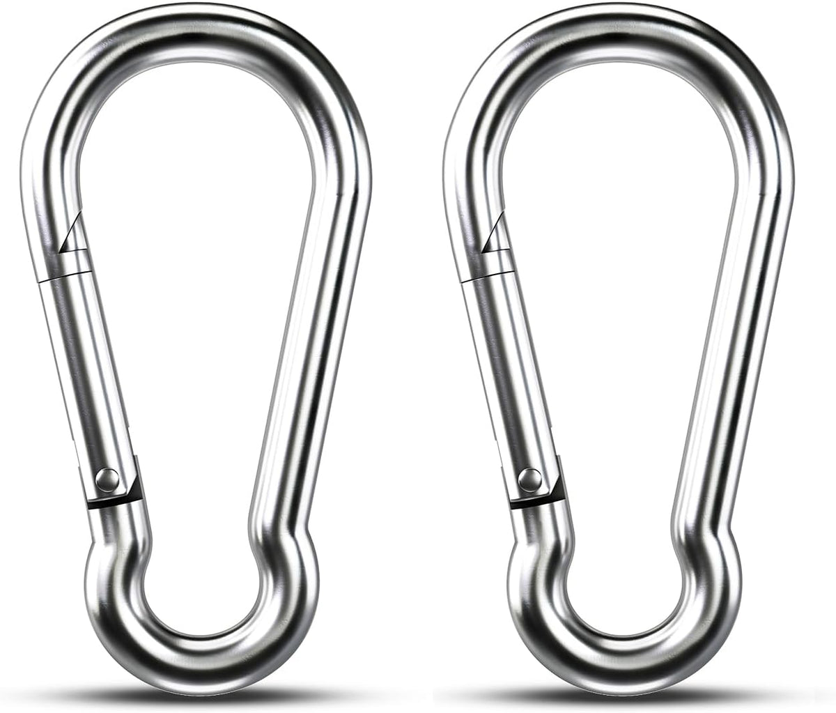 Small Carabiner Clip Hooks, 10pcs 1.57 inch Carabiners Heavy Duty, 304 Stainless Steel Spring Snap Hook Fits Camping Hiking, Metal Clips for Rope Chain Keychain Keys Rings