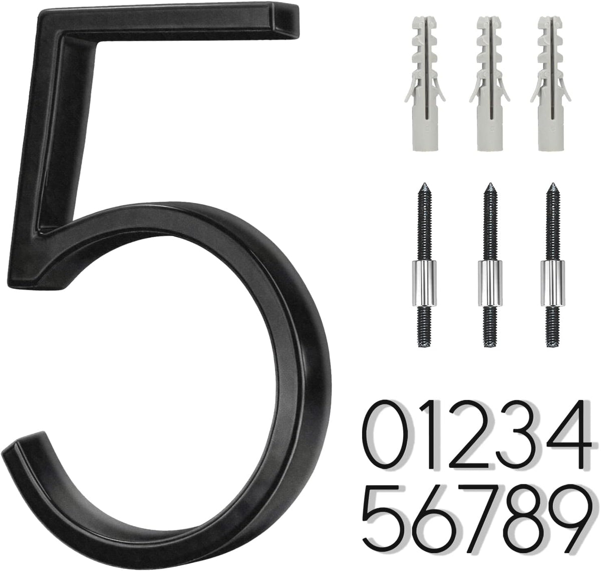 5" Stainless Steel Floating House Number, Metal Modern House Numbers (1)