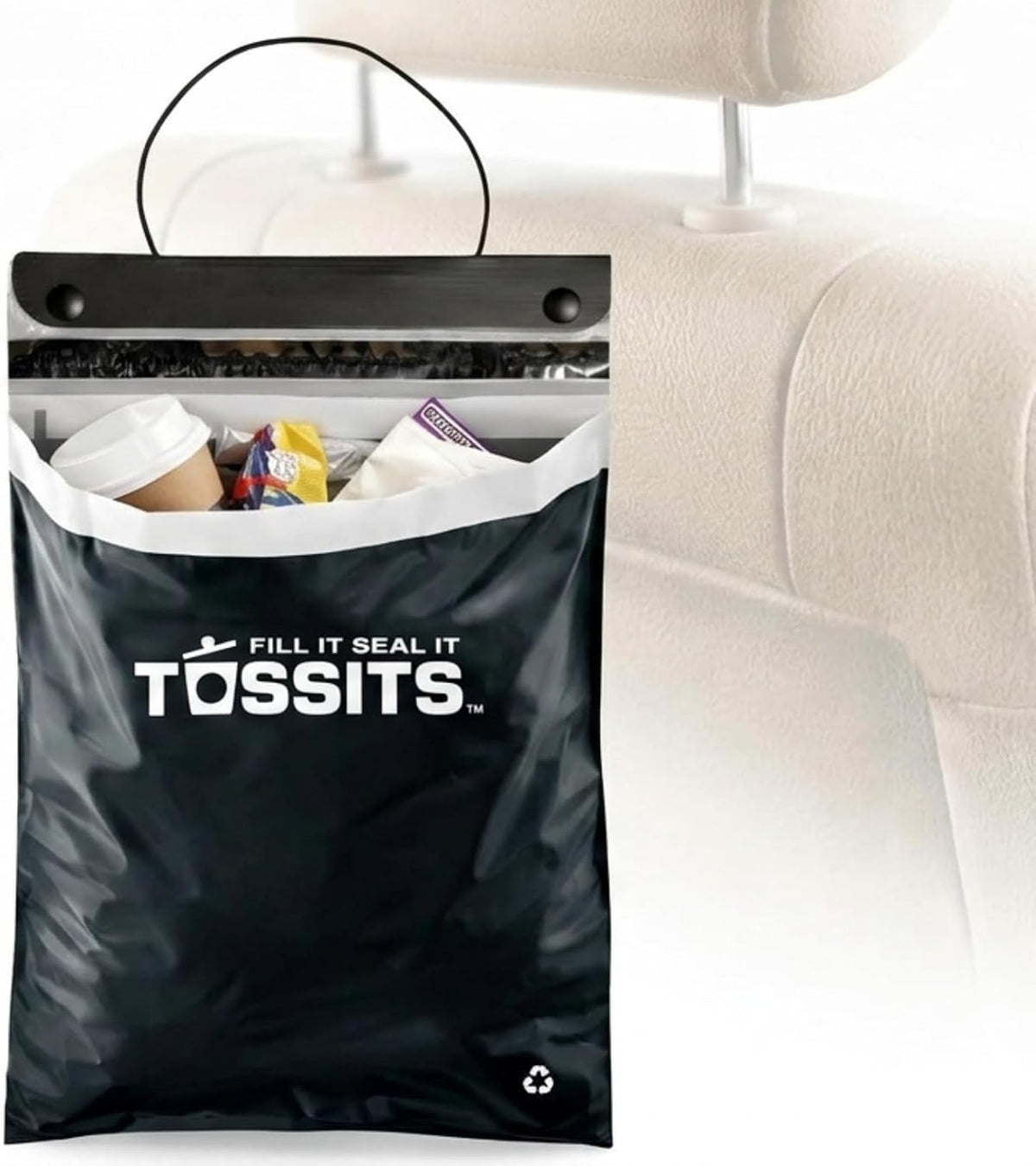 Tossits Hanging Car Trash & Garbage Bags, Disposable, Black 21 Count