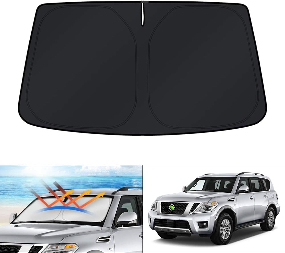 KUST Windshield Sun Shade for 2017-2026 Tesla Model Y/Model 3 Sunshade Accessories (Fit 2025-2026 Model Y Juniper / 2024 Model 3 Highland) Upgraded Foldable Sunshade, Blocks UV Rays Keep Car Cool