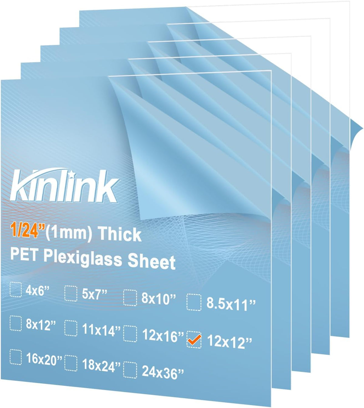 KINLINK 24x36 Plexiglass Sheets 1/8 inch Thick, 3mm Clear PET Plastic Sheet for DIY Project, Craft, Table top, Picture Frame, Acrylic Sign and Wedding Invitation 2 Pack