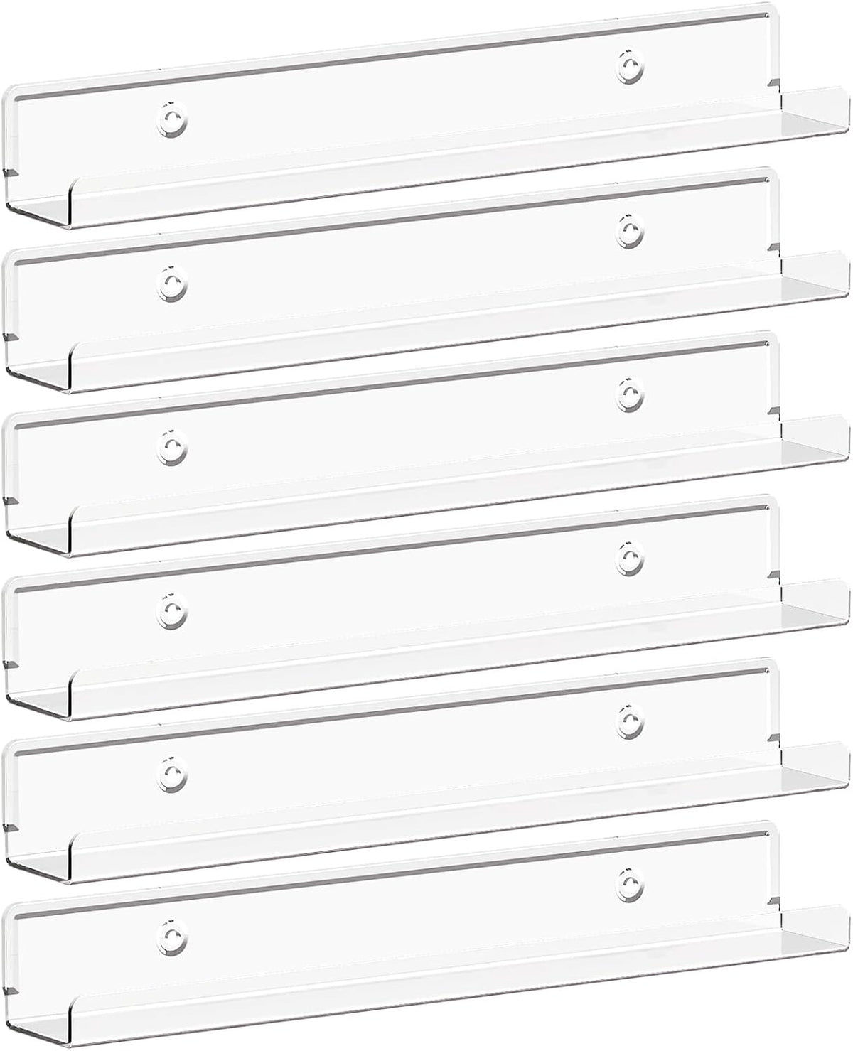 Lifewit Narrow Acrylic Floating Shelves for Vinyl Record 12", Clear 6 Pack
