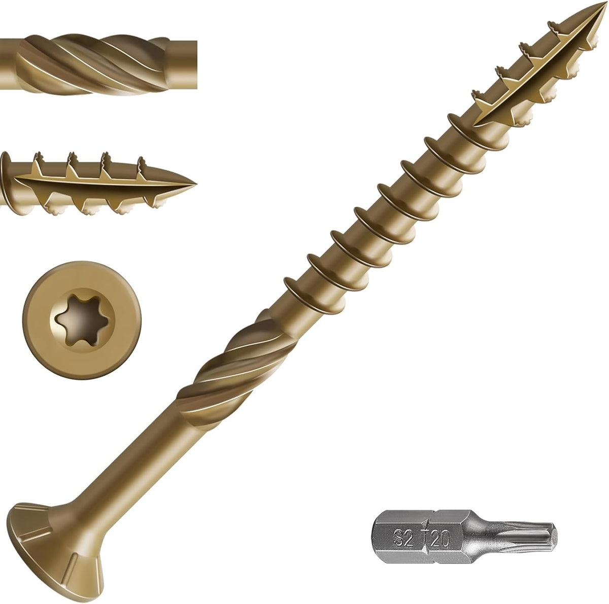 Wensilon #10 * 3" Deck Screws, (137pcs) 2 lbs.Exterior Wood Screws, Rust Resistant epoxy Coated, Bronze, T25 Star Bit
