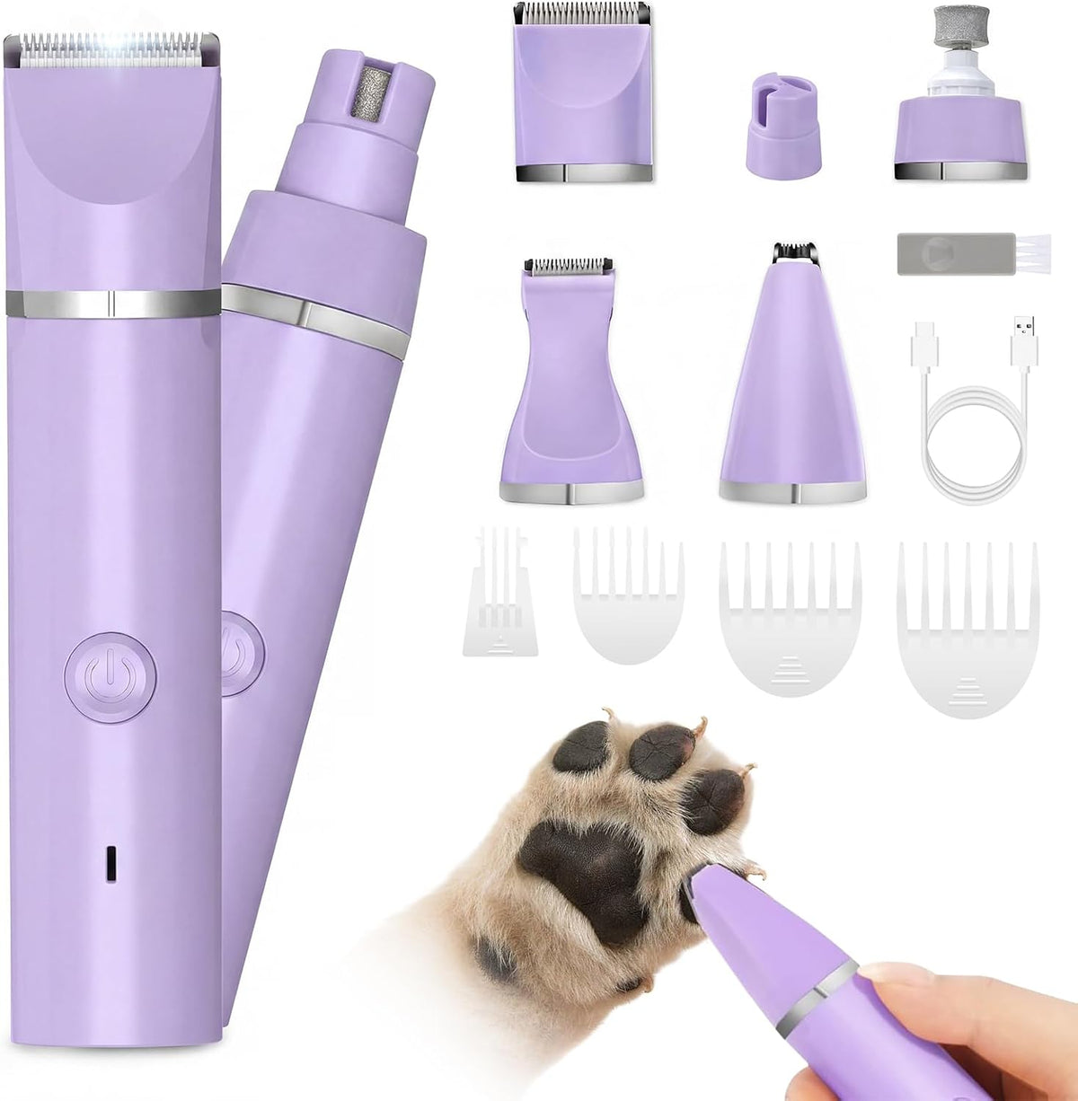 Veeconn 4 in 1 Dog Clippers Grooming Kit with Paw Hair Trimmer for Cat Pet