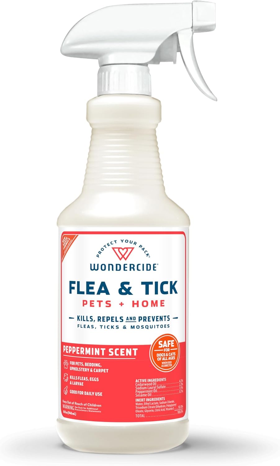 Wondercide - Flea, Tick & Mosquito Spray for Pets and Home with Natural Essential Oils - Killer, Control, Prevention, Treatment - Lemongrass 16 oz