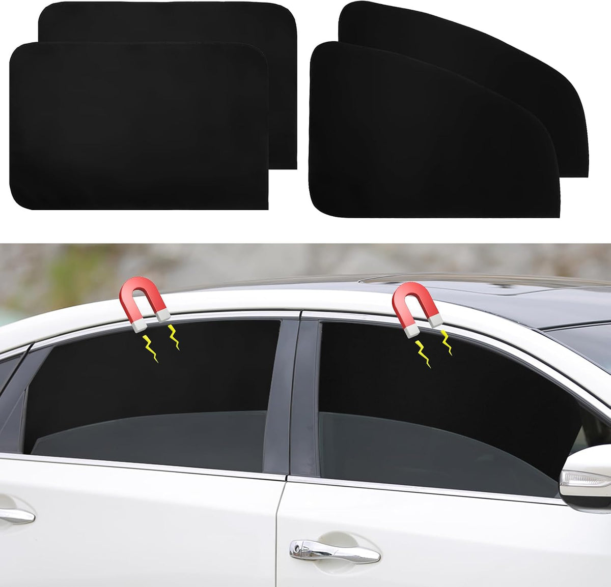 Ovege Car Window Shades Magnetic 2pcs Universal Car Window Screen Mesh Side Window Sun Shade Automotive Window Sunshades for Driver Passenger (Front Seat 2pcs-)