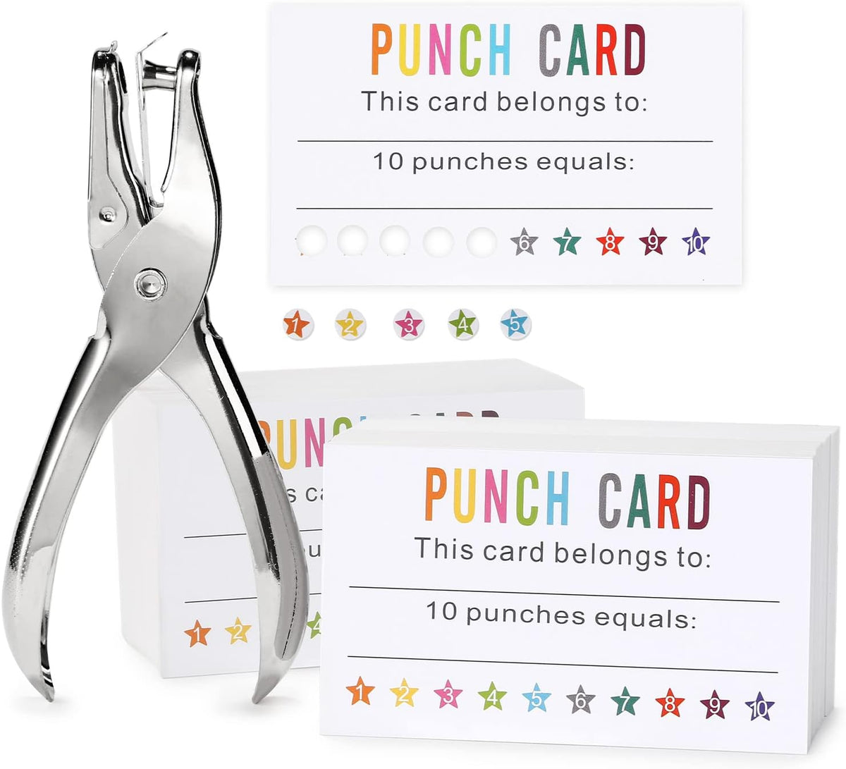 ONEDONE Punch Cards 200 Pack Reward Punch Cards for Classroom with Puncher