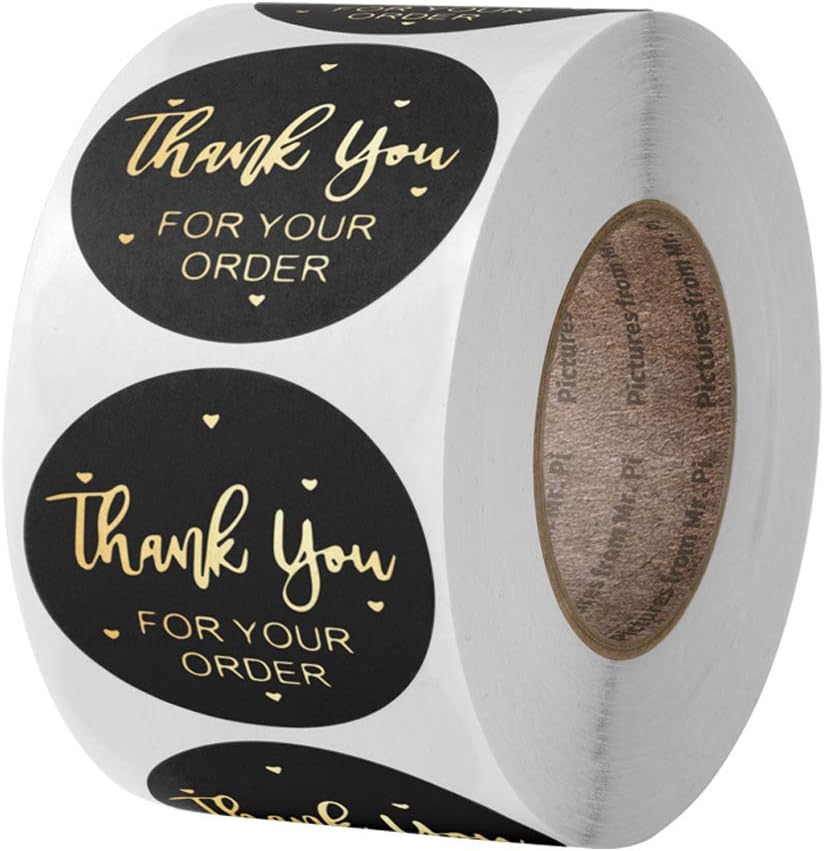 Thank You Stickers - 500Pcs 1inch Elegant Labels for Supporting Business, Packing, and Gifts
