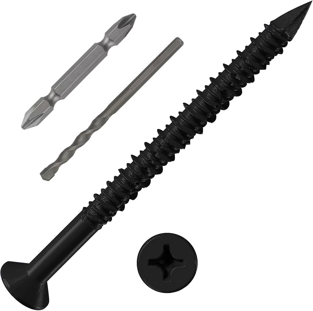 Wensilon(105 PCS) 3/16" Concrete Screw Anchor Kit Blue/Black/White Flat Head for Anchoring to Masonry, Block or Brick Stucco