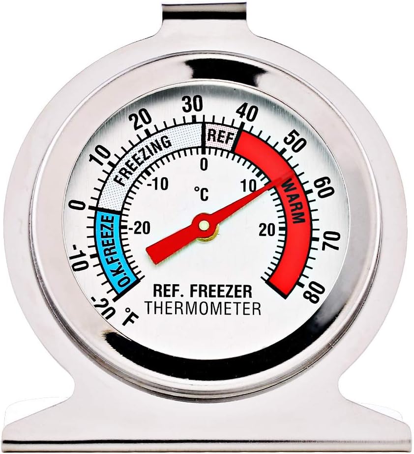 2 Pack Refrigerator Freezer Thermometer Large Dial Analog Thermometer