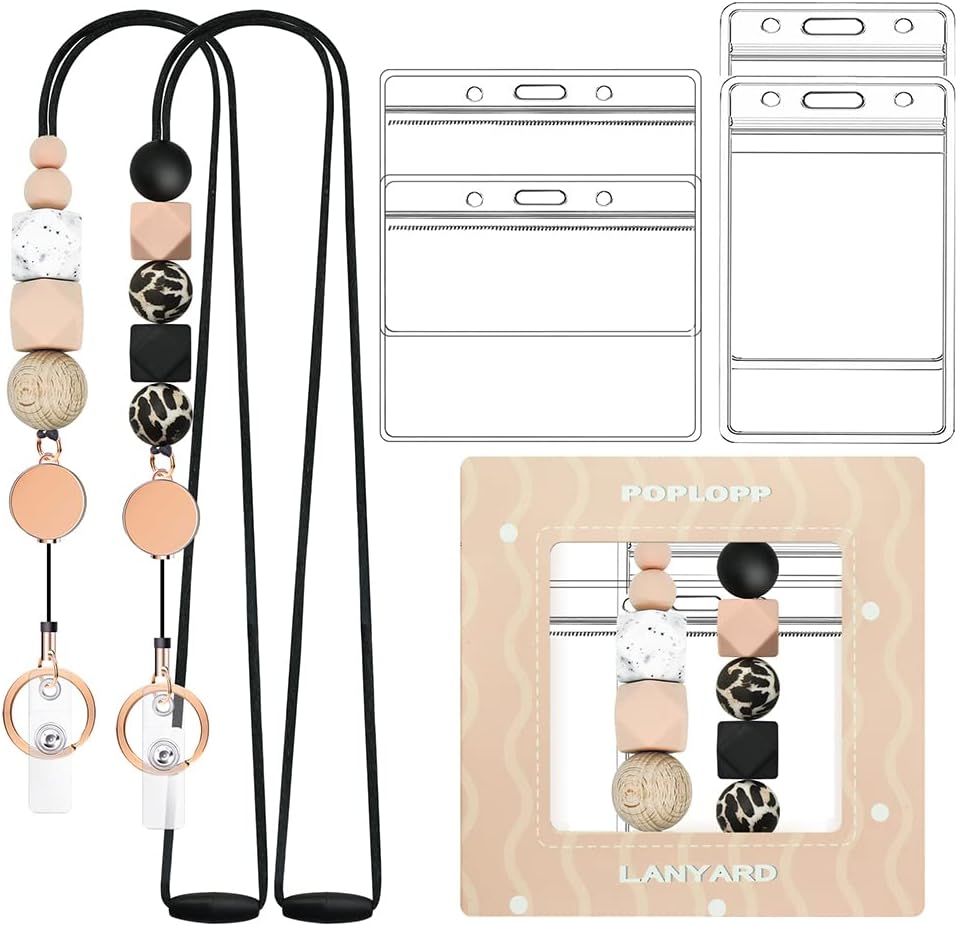 Retractable Lanyards for ID Badges and Keys with 2 Waterproof Card Holders