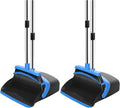 NACENA Broom and Dustpan Set, 52-in Long Adjustable Handle Broom Dustpan Combo with Dustpan Teeth to Automatically Clean Hair Suitable for Home Kitchen Office Hall Floor（Black&Red）