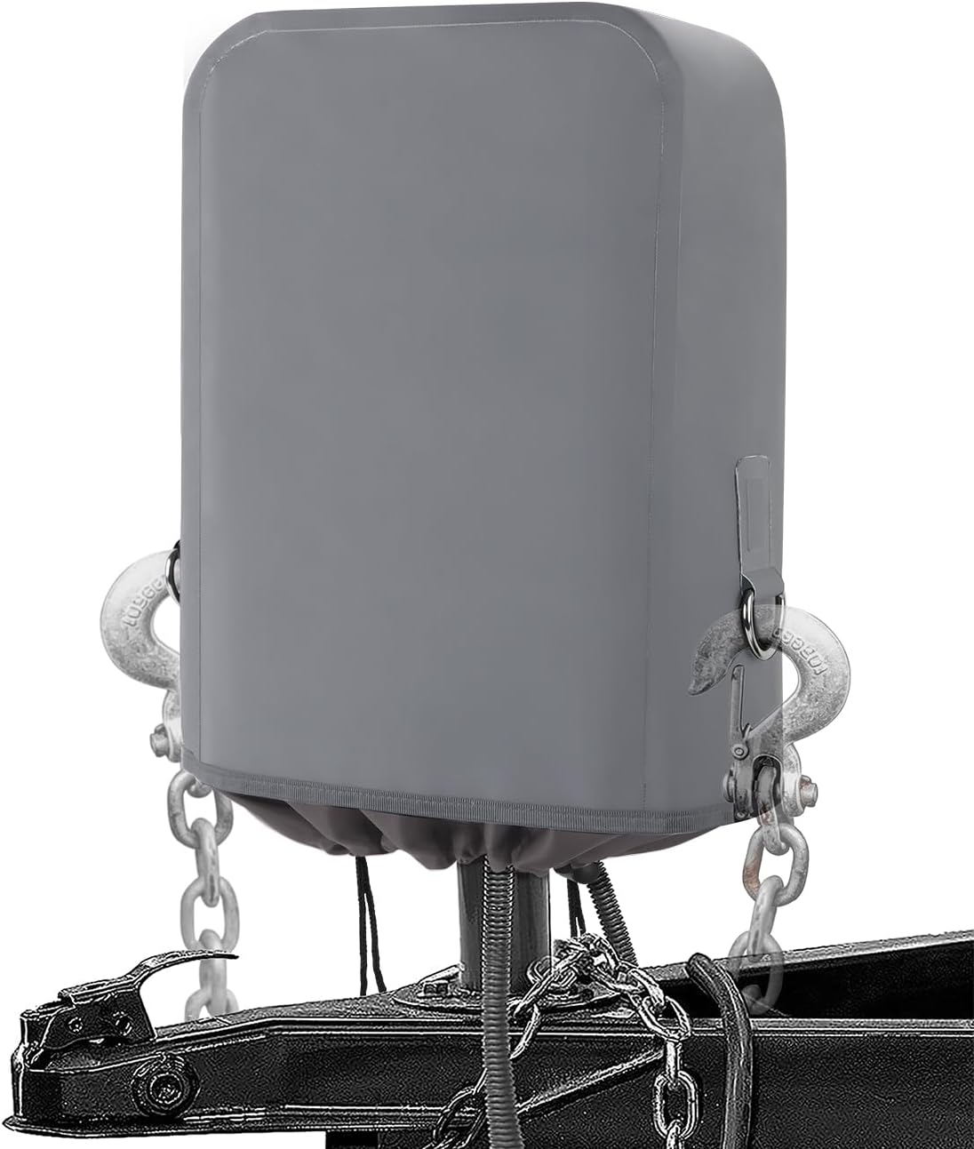 RV Electric Tongue Jack Cover, Heavy-Duty Waterproof with Chain Hook-Black