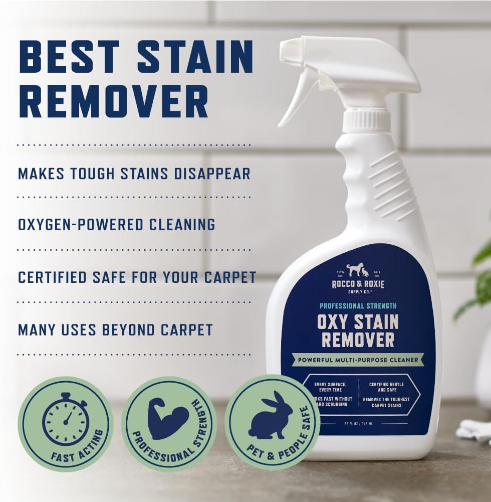 Rocco & Roxie Oxy Stain Remover, Oxygen-Powered Carpet Spray
