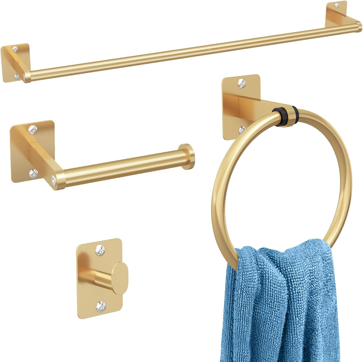 KLJKPA Black Bathroom Accessories Set, 4-Piece Bathroom Hardware Set