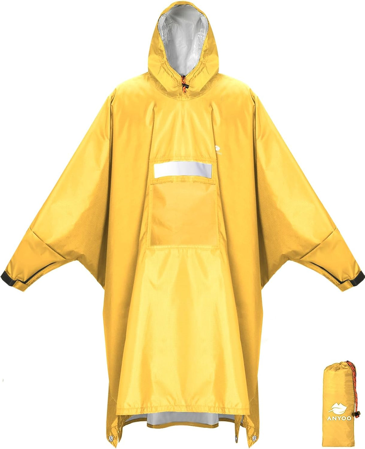 ANYOO Hooded Rain Poncho for Adult Waterproof Lightweight Raincoat