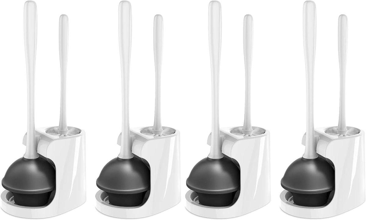 MR.SIGA Toilet Plunger and Brush Combo for Toilet Cleaning, Black, 2 Set