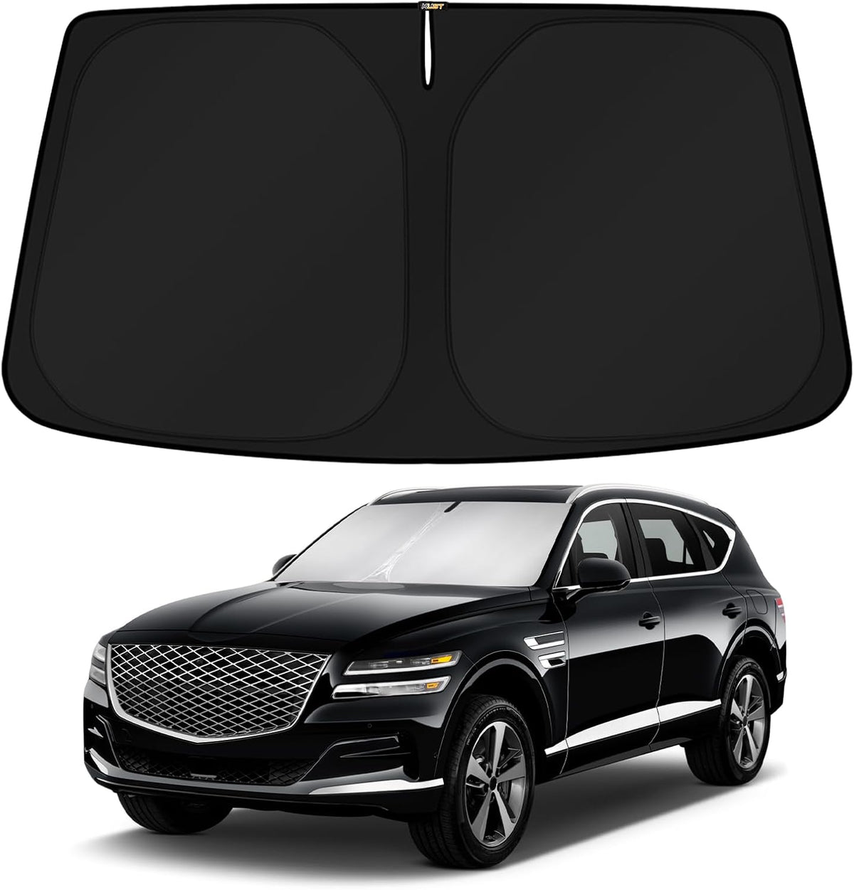 KUST Windshield Sun Shade for 2017-2026 Tesla Model Y/Model 3 Sunshade Accessories (Fit 2025-2026 Model Y Juniper / 2024 Model 3 Highland) Upgraded Foldable Sunshade, Blocks UV Rays Keep Car Cool