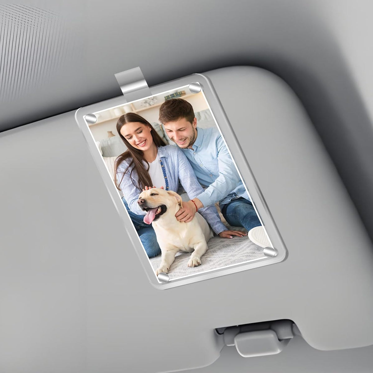 2Pcs Car Picture Holder, Acrylic Magnetic Personalized Photo Holder Car Accessories Car Photo Holder Car Visor Clip, Personalized Car Picture Frame, Suitable for Adding Family or Personal Photos