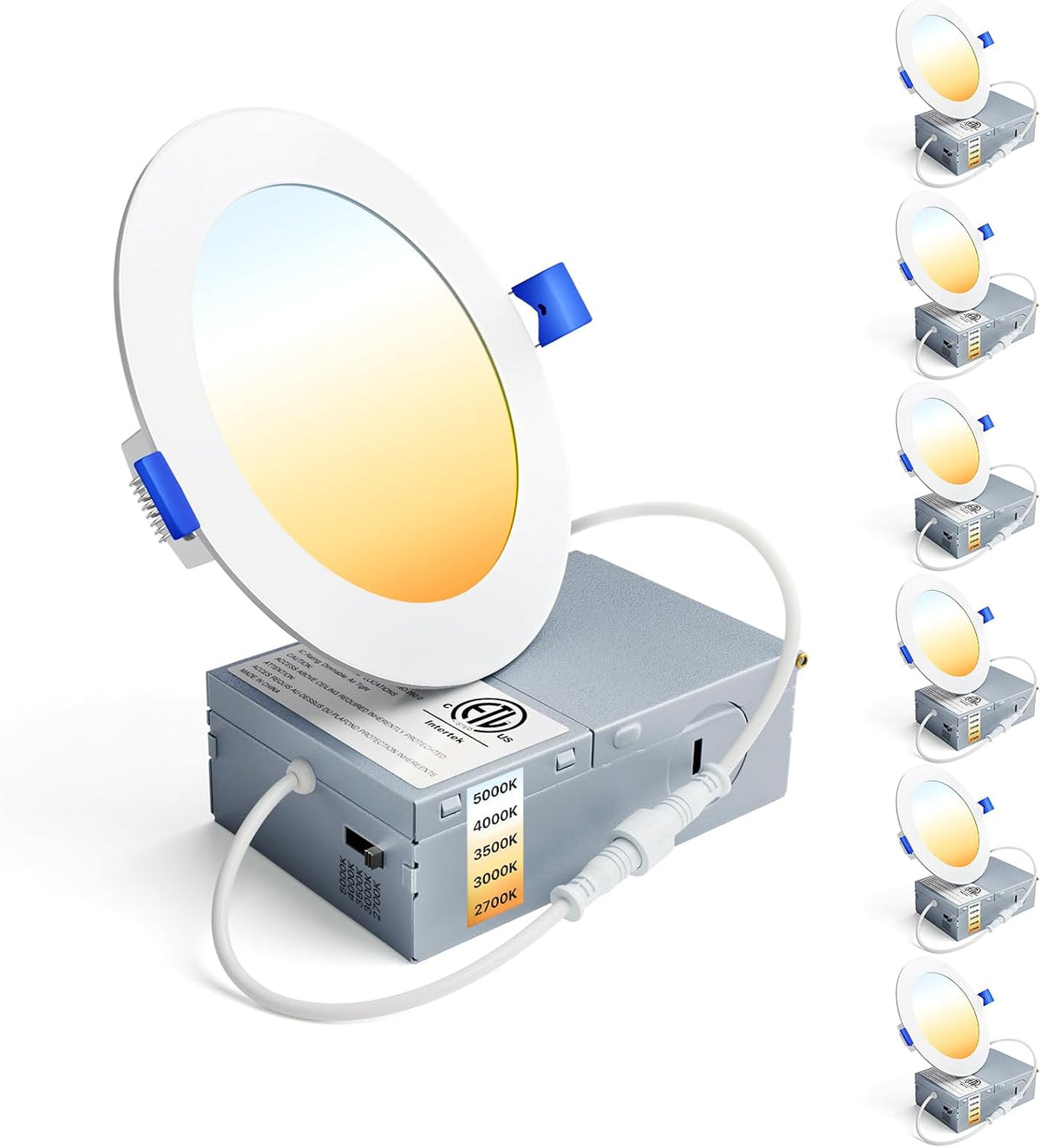 Ensenior 6 Pack 6 Inch LED Recessed Light, 5CCT Dimmable Canless Wafer
