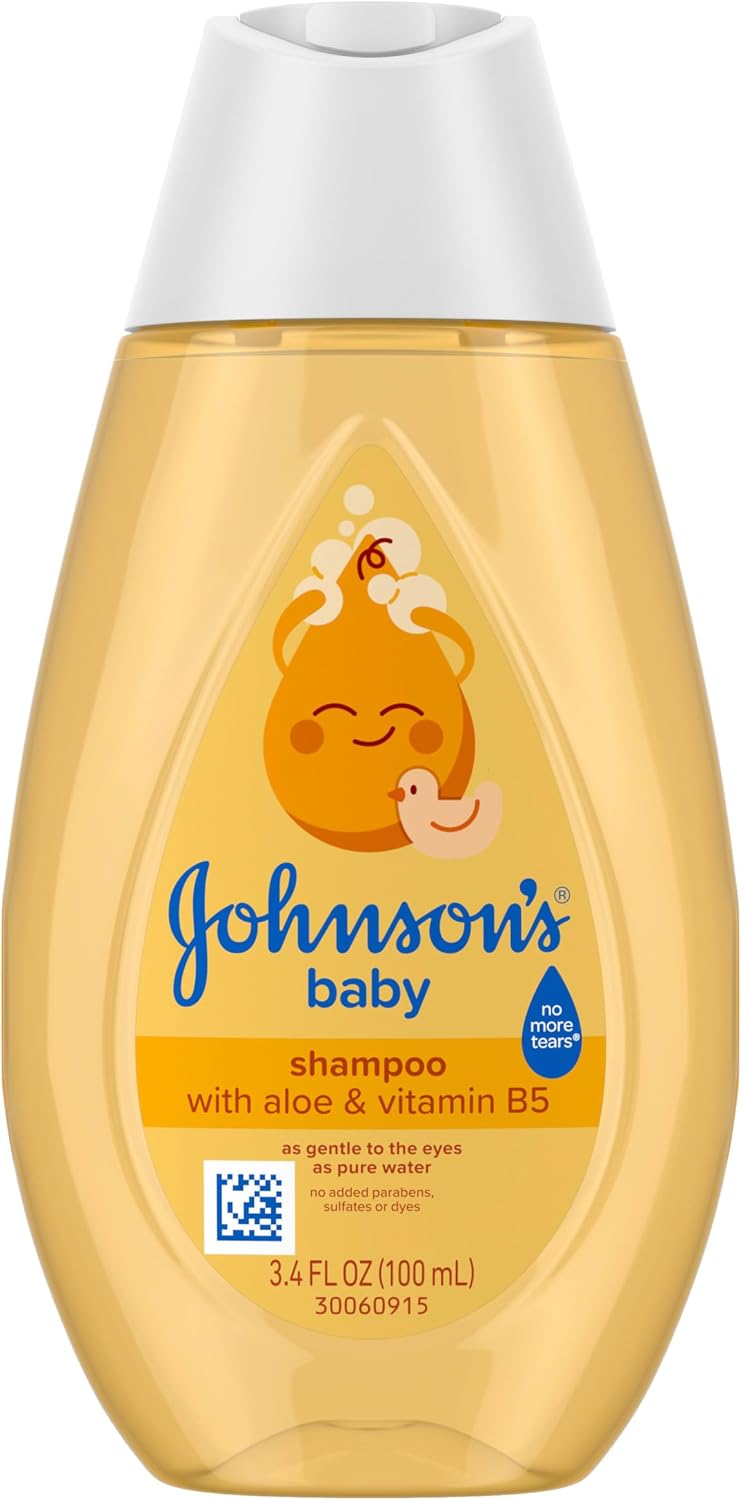 Johnson's Baby Shampoo with Aloe Vera & Vitamin B5, Tear Free, Newborn Essentials, No added Parabens & Sulfates, Hypoallergenic, Baby Essentials, 20.3 fl. oz