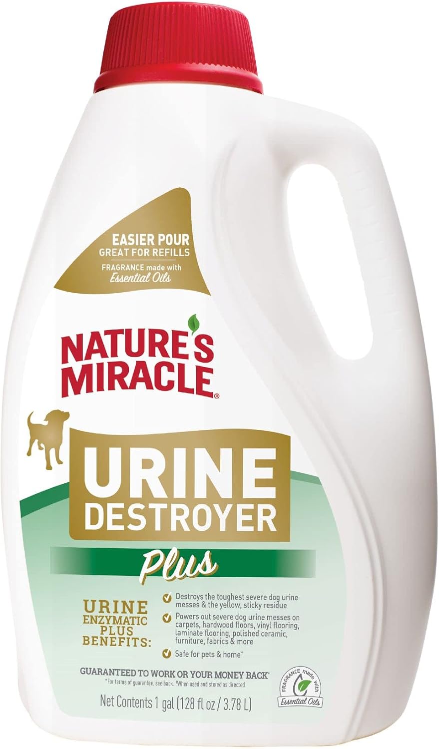 Nature's Miracle Dog Urine Destroyer Plus, Enzymatic Cleaner, 32 oz | Destroys the Toughest Dog Urine Stains, For Use on Multiple Surfaces, Safe For Pets and Home*, Fresh Scent