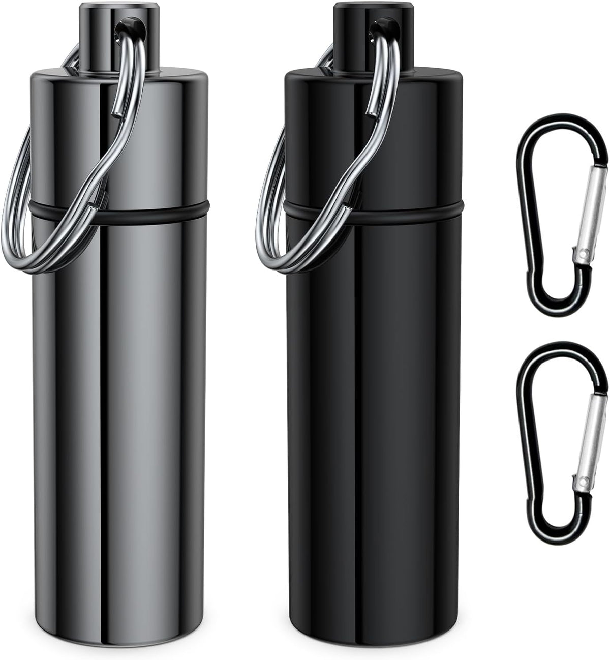 Small Pill Box,(2 Pack) Keychain Pill Holder Portable Mini Travel Pill Container Metal Case Bottle with Keyring