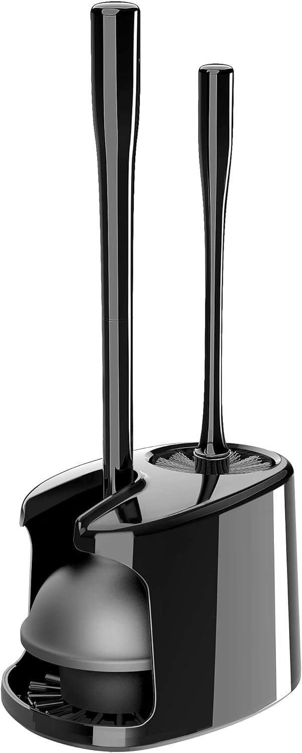 MR.SIGA Toilet Plunger and Brush with Holder for Toilet Cleaning, White