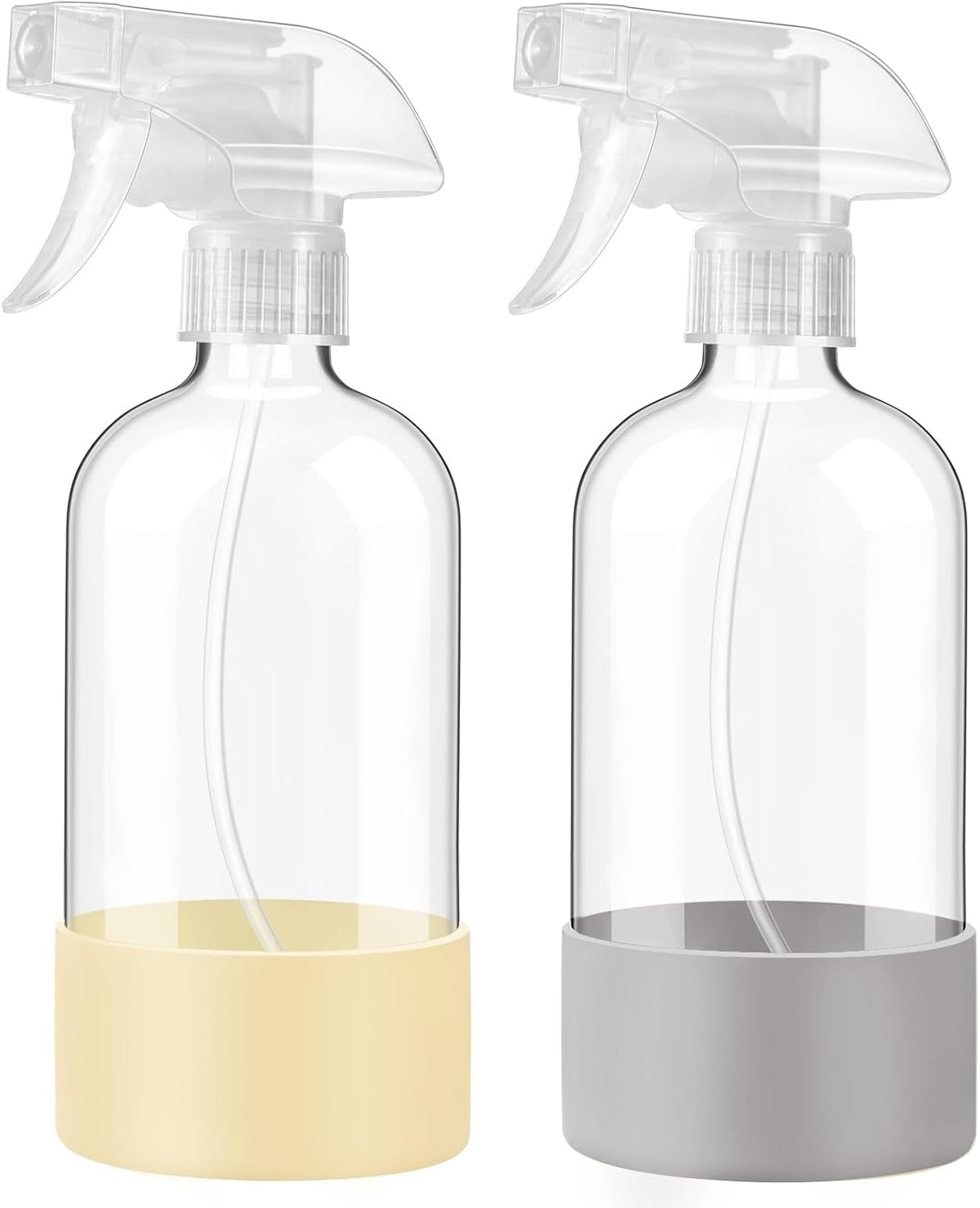Glass Spray Bottles with Silicone Sleeve, 2Pack 16oz, Olive Green&Pink